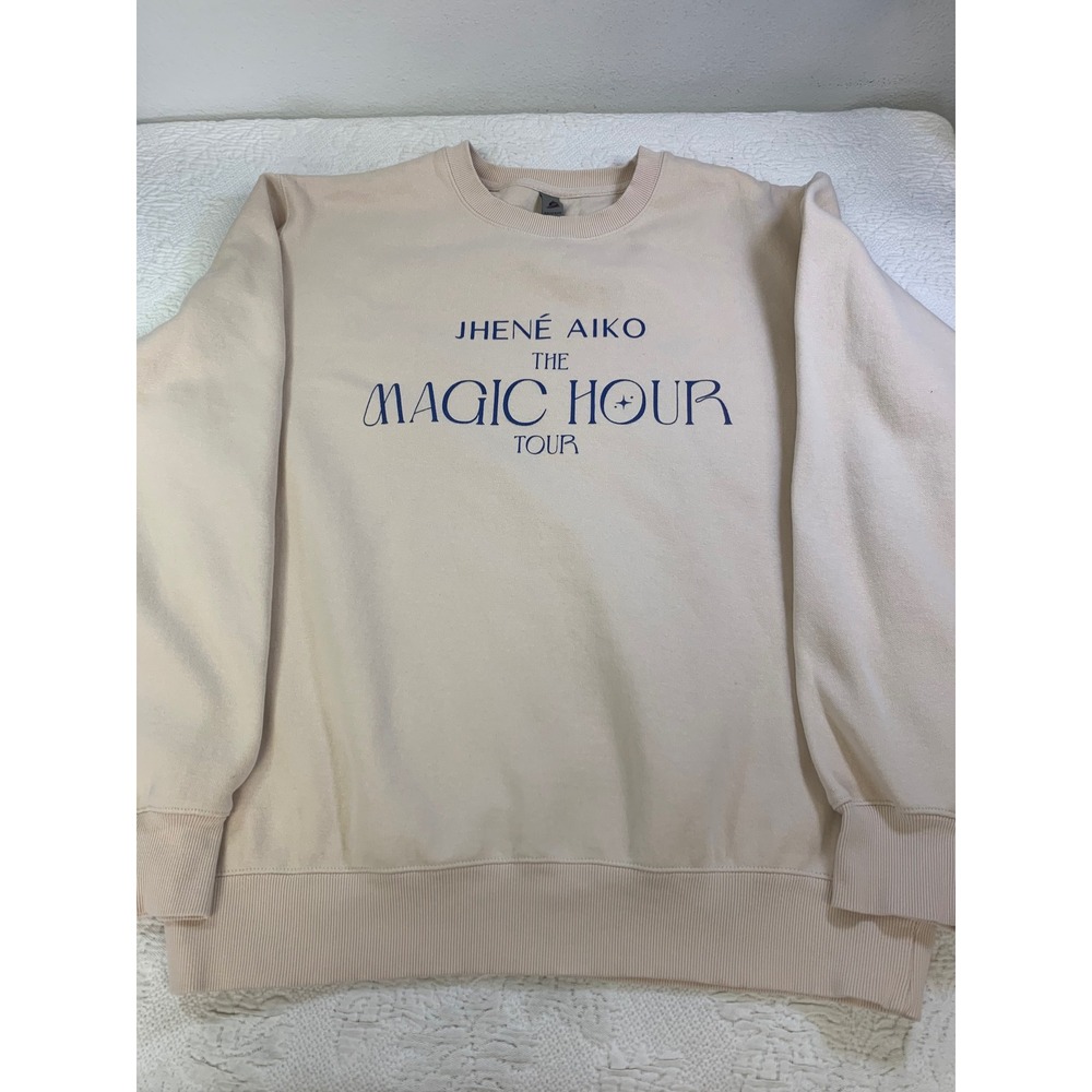 Jhene Aiko The Magic Hour Tour 2024 Sweatshirt Cream Navy Blue Large L Concert